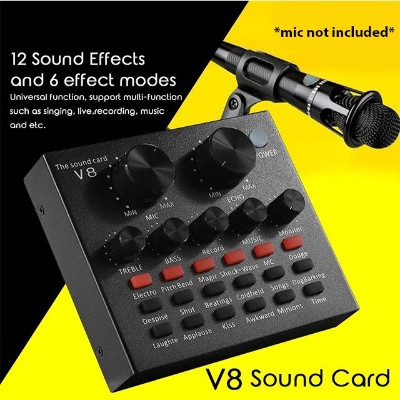 Picture of V8 Multifunctional USB Audio Interface Intelligent Volume Adjustable Audio Mixer Sound Card