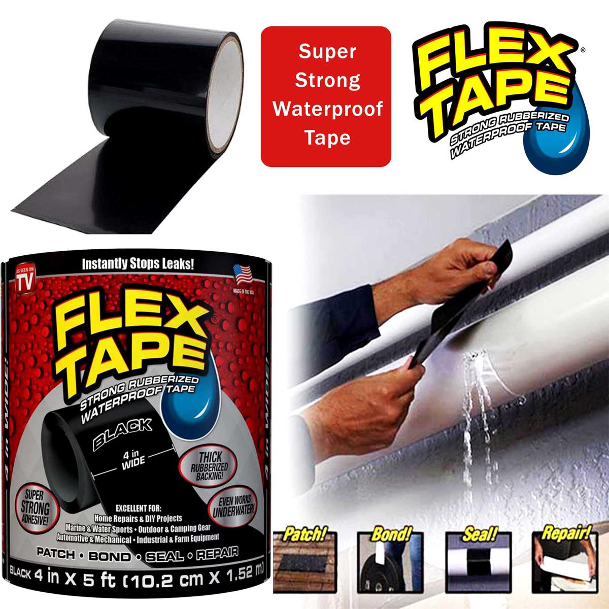 Picture of Flex Tape Strong Rubberized Waterproof Tape Super Strong Leaking Water Pipe Repair Tape | Flex Tape Water-Resistant Belt- 4 Inches*5Feet