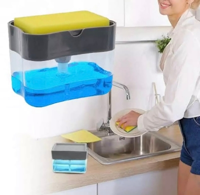 Picture of 2-in-1 Soap Dispenser Pump And Sponge Caddy For Soap Dish And Clean Sponge Bathroom Dispenser Appliance For Kitchen Bathroom