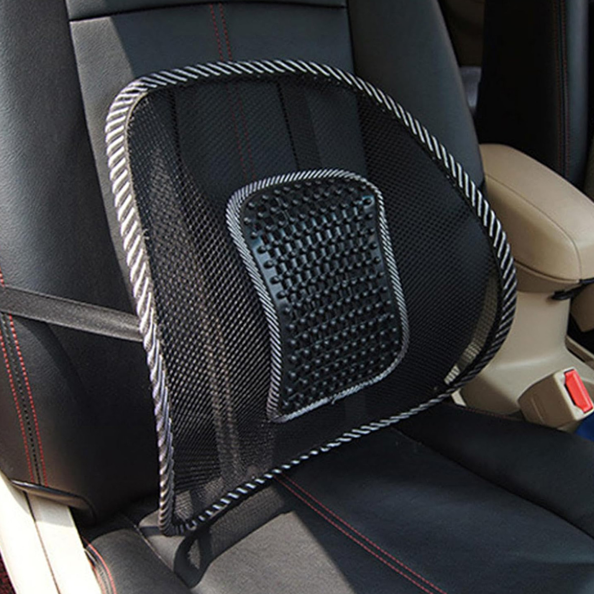 Picture of Lumbar Support Cushion - Ergonomic Right Back Support for Chairs and Seats - Provides Comfortable and Proper Posture - Black Color