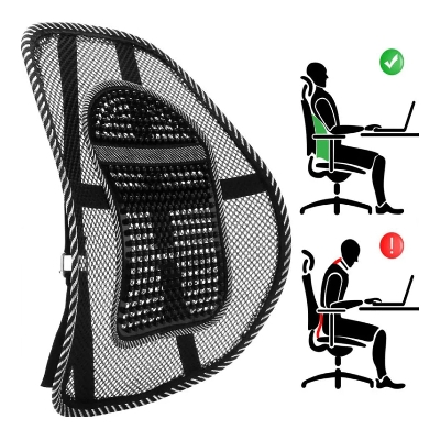 Picture of Lumbar Support Cushion - Ergonomic Right Back Support for Chairs and Seats - Provides Comfortable and Proper Posture - Black Color
