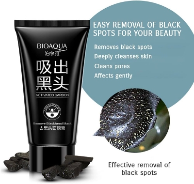 Picture of Bioaqua Blackhead Deep cleansing Purifying Peel Acne Pimples Remover Black Mud Mask skin care product- 60g face mask