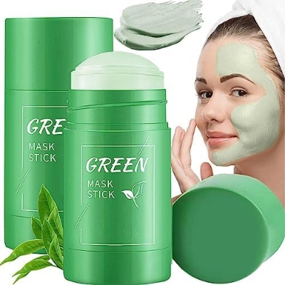 Picture of Green Tea Face Mask Stick Natural Nourish Skin Organic Clay Mask Stick Oil Control Moisturizing Brightening Detoxifying Acne Remover-40 gm