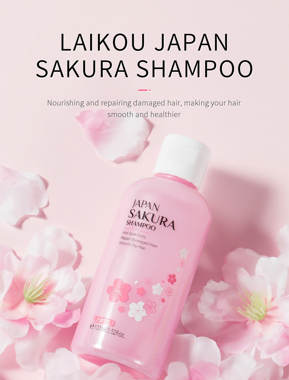 Picture of Laikou Japan Sakura Shampoo Repair Damaged Hair Moisturizing Nourishing Anti Dandruff Oil Control Shampoos Hair Cleansing Care-100ml