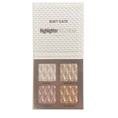 Picture of Beauty Glazed 4 Colors Highlighter Contour Palette Natural Glow Face Brighten s& Shades and Body Shading Shimmer Bronzer Powder Shimmer Glitter Illuminating Cheek Makeup