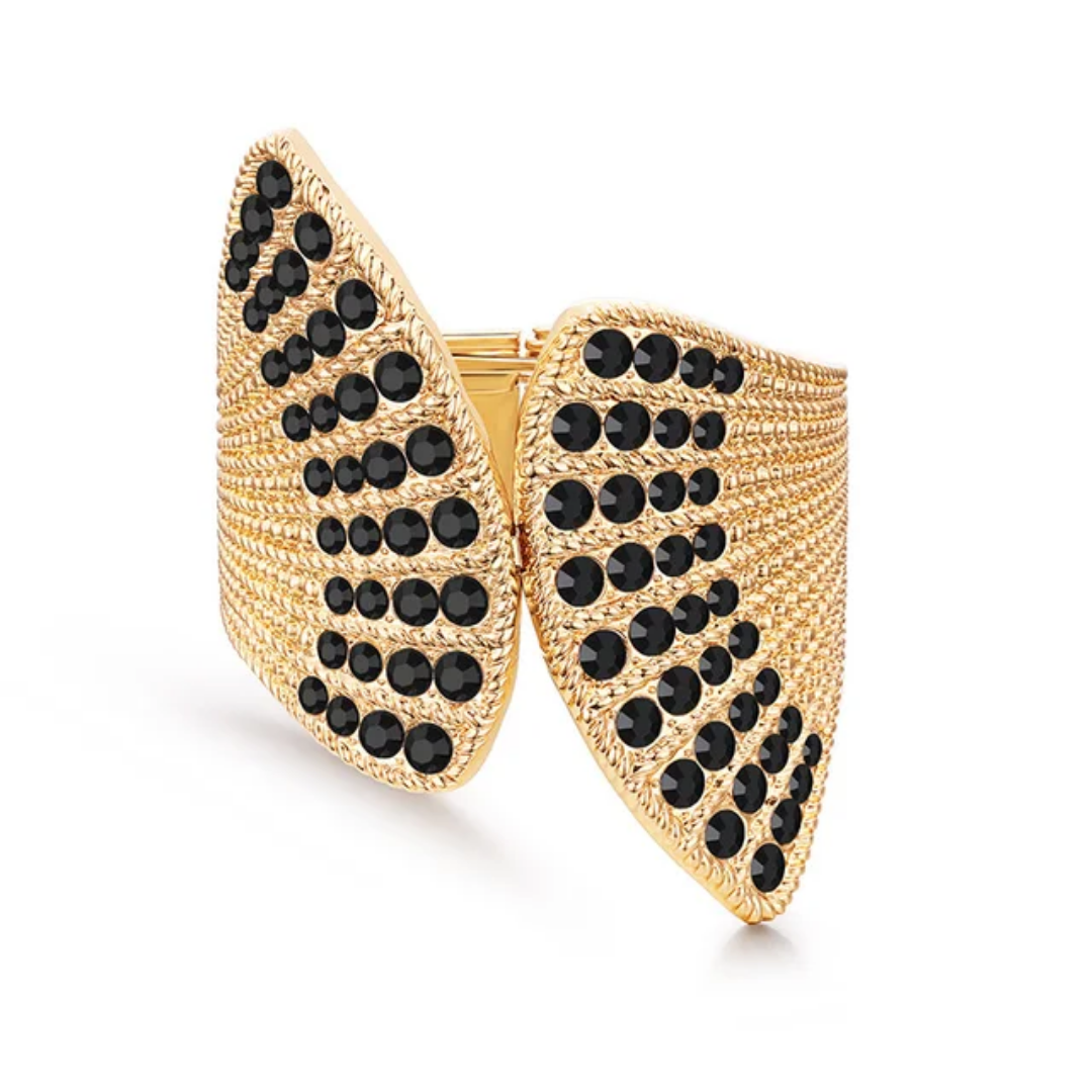 Picture of Luxury Gold-Tone Fan-Shaped Cuff Bracelet with Sparkling Rhinestones
