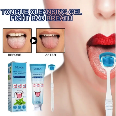 Picture of EELHOE Tongue Cleansing Gel and Tongue Scraper Kit - Fights Bad Breath, Special for Tongue (50g)