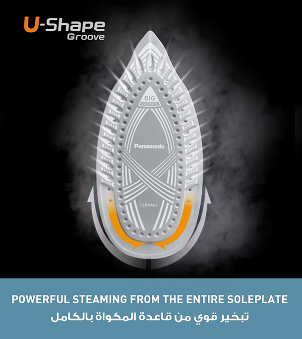 Buy Panasonic 2400W Lightweight Steam Iron, Ceramic soleplate, Adjustable Steam Setting (NI-U450) Dark Green Digital Square at the Best Price in Bangladesh