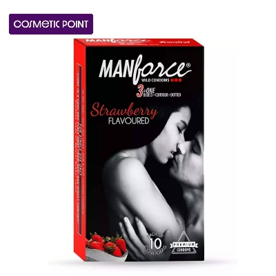 Picture of Manforce Strawberry Flavour Condoms 10pcs Pack