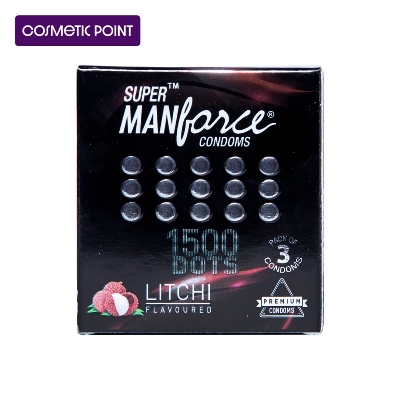 Picture of Manforce 1500 DOTS Litchi Flavor Condom Single Pack - 3x1=3pcs  (Made in India)