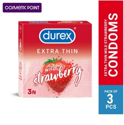 Picture of Durex Extra Thin Wild Strawberry Condom - 3Pcs Pack (Made In India)