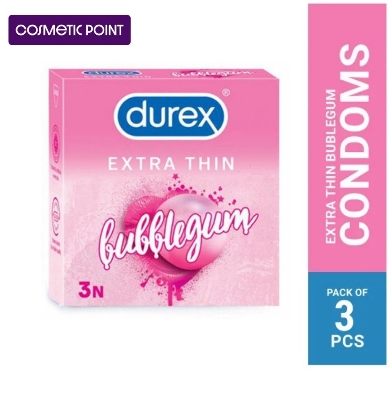 Picture of Durex - Extra Thin Bubble/gum Flavored Condom - Single Pack - 3x1=3pcs