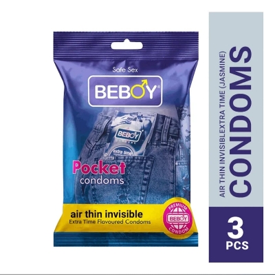 Picture of Beboy Air thin Condom (Jasmine Flavour) Pocket Pouch Pack- 3Pcs(India)