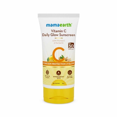 Picture of Mamaearth Vitamin C Daily Glow Sunscreen with Vitamin C & Turmeric for Sun Protection & Glow - 50 g