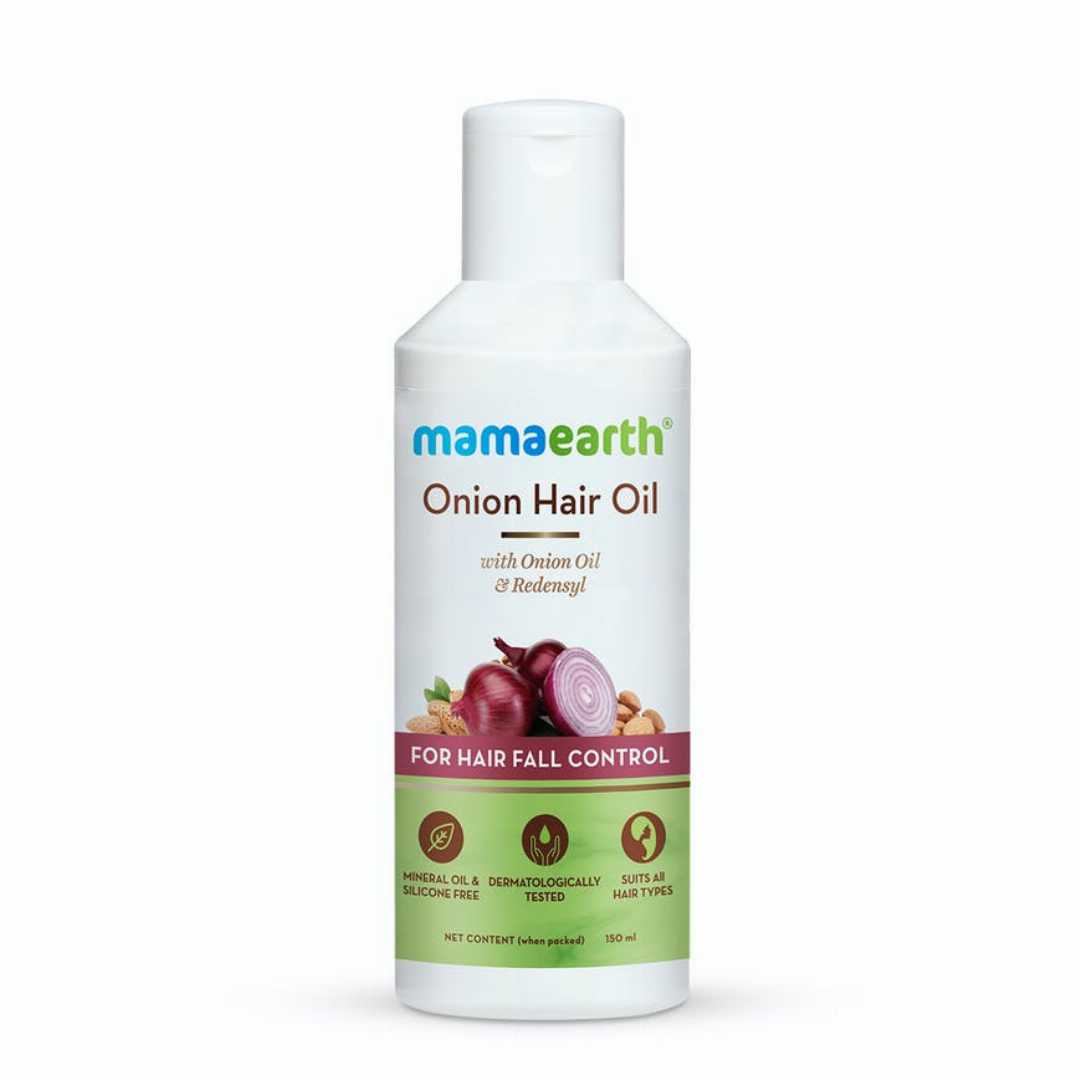 Picture of Mamaearth onion hair oil for hair regrowth & hair fall control with redensyl (100ml)