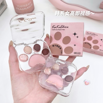 Picture of Kakashow cat claw eyeshadow palette pearlescent matte powdery and delicate Korean color silkworm blush all-in-one palette for beginners