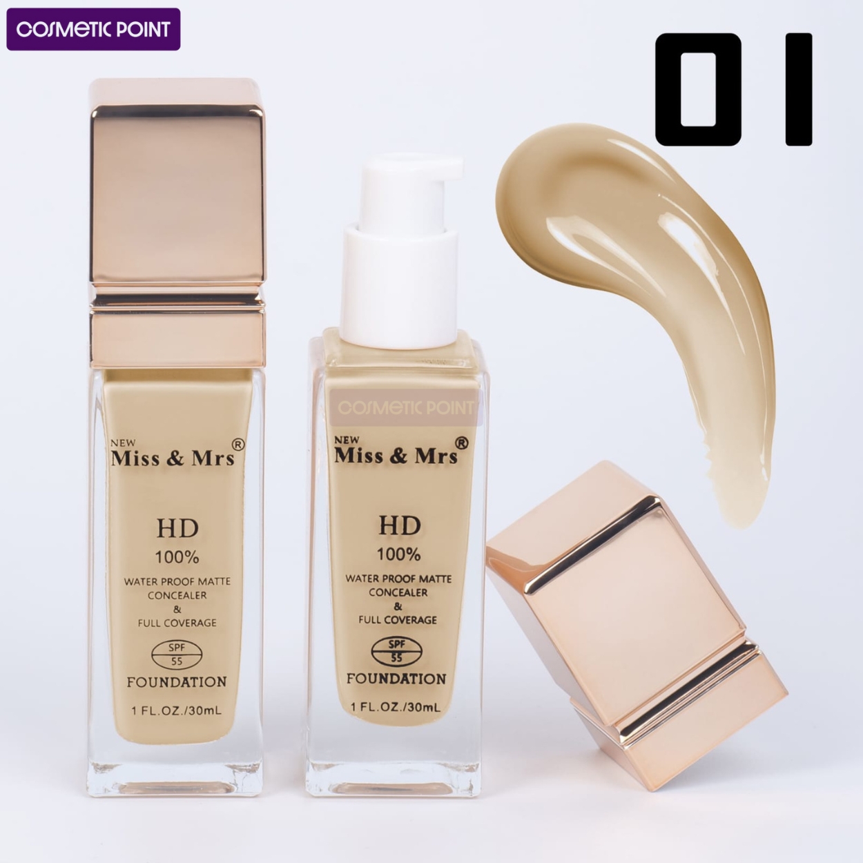 Picture of Miss & Mrs HD Waterproof Matte Full Coverage Foundation 30ml (shade - 01)