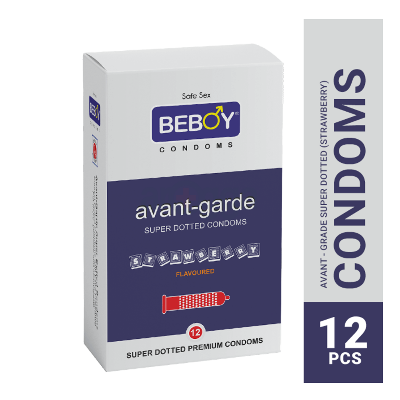 Picture of Beboy Strawberry Avant - Grade Super Dotted Condom (Strawberry Flavoured) - 12Pcs Pack(India)