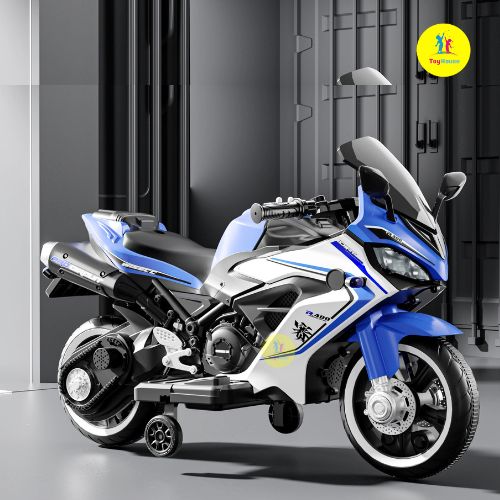 Picture of CE Unisex Kids Electric Ride-On Luxury Bike 400 – Battery Powered Vehicle with Wheel Drive, Music & LED Lights – Premium Plastic Body