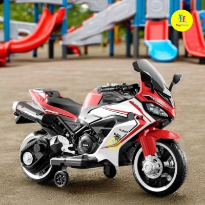 Picture of CE Unisex Kids Electric Ride-On Luxury Bike 400 – Battery Powered Vehicle with Wheel Drive, Music & LED Lights – Premium Plastic Body