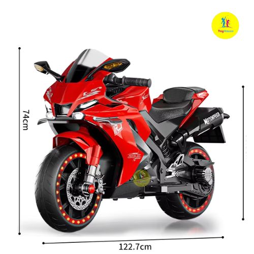 Picture of Kids Electric Ride-On Motorcycle QD1900SM – Rechargeable Battery Powered Motorbike with LED Lights & Music – Red – Imported from Hongkong