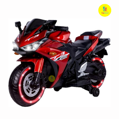 Picture of TAMCO Kids Electric Ride-On Motorcycle N 888P– Battery Powered Motorbike with Training Wheels, Hand Speed Control, Music Function – Red & blue