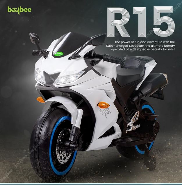 Picture of Kids R15 Electric Ride-On Bike – Big Size 12V Battery Motorcycle with Live Meter Display, LED Lights & Music – Suitable for Ages 2.5–15 Years