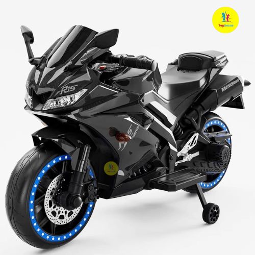 Picture of R15P Battery Operated Kids Electric Bike – Ride-On Motorcycle with Live Meter, Start Key, LED Lights & Music – 12V Rechargeable Toy Bike