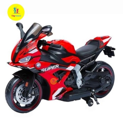 Picture of JN Creations 12V Kids Ride-On BMW S1000 RR Electric Bike 008 – Battery Operated Motorcycle with LED Wheels, Side Stand & Music – Red