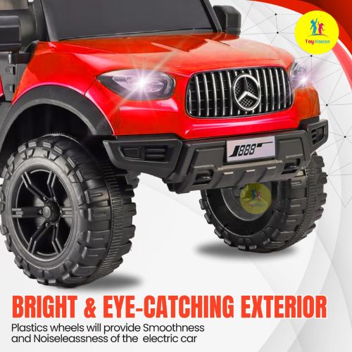 Picture of SHAKYA WORLD M-888 Electric Jeep for Kids – 12V Battery Ride-On Car with Bluetooth Music, LED Lights, Remote Control – Red SUV Car S106
