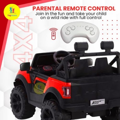 Picture of SHAKYA WORLD M-888 Electric Jeep for Kids – 12V Battery Ride-On Car with Bluetooth Music, LED Lights, Remote Control – Red SUV Car S106