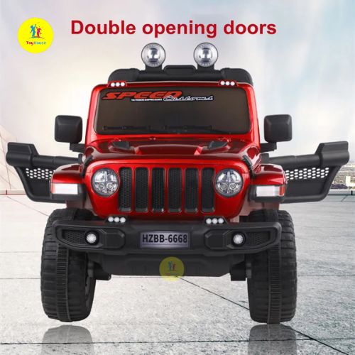 Picture of Big Electric Kids Car Jeep – 12V Battery, 4 Wheel Drive, Dual Seat, High Power Ride-on Vehicle – Red SUV Toy