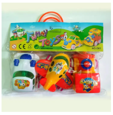 Picture of 3 Pieces Multicolor Small Car Set Toy/ Colourful Push and Go Friction Toy Car/Baby Toy car Set