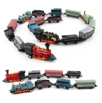 Picture of Enigma- Pull-back Train Toy Retro Vintage Steam Train Toy Set Realistic Die-cast Model for Boys Girls Perfect Birthday Gift for Kids Pull Back Action Favorite Vintage Train Toy