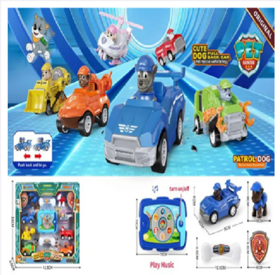Picture of Tablet learning machine with 6pcs solid color pullback cars , dogs ,bones and, shields