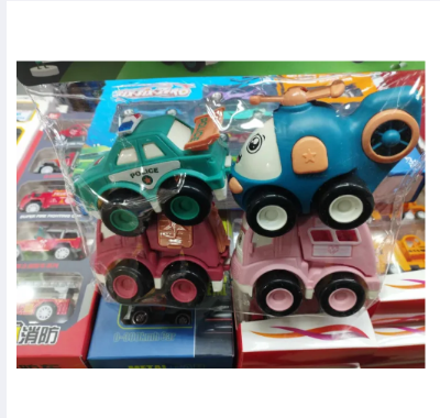 Picture of Friction Powered Cartoon Car Toy Set Unbreakable Pull-Back Cars - 4 Pieces