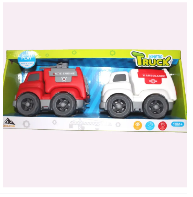 Picture of Kids Toy Friction Car Set 4 Pcs Push Car For Baby Construction Truck Car Set Large Size Car