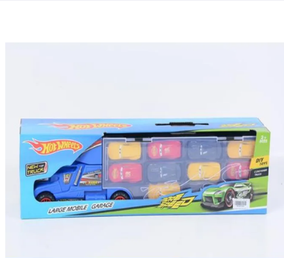 Picture of Slided container truck with 10pcs slided cars,road sign set