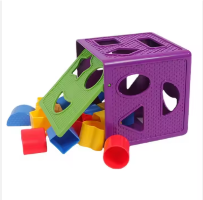 Picture of Baby Blocks Shape Sorter Toy Box Color Geometric Shape Cognition Sorting Montessori Early Learning Matching Activity Cube Toys SnowWhite