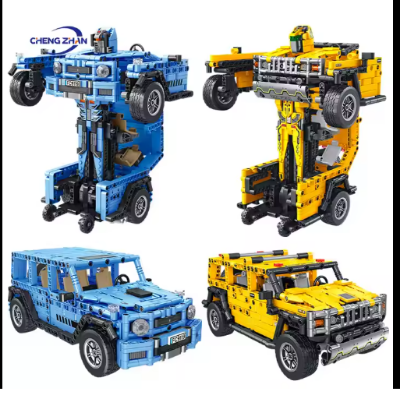 Picture of Engine-Morph Stem Building Toys for Kids - 2 in 1 Pull-Back Building Blocks Car, Building Kit Racecar Toys Transform into Robot _ Green