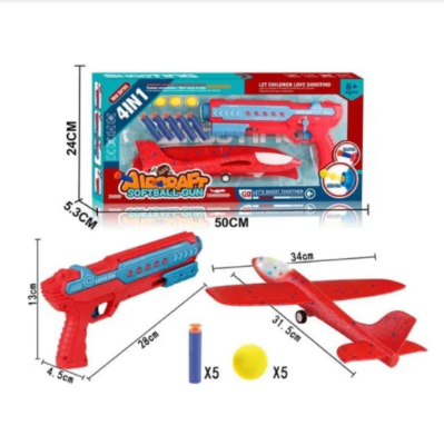 Picture of 4 in 1 Aircraft Softball Gun – Soft Bullet Shooting – Round Ball Shooting