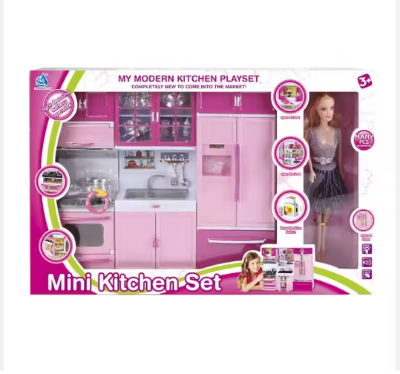 Picture of Kitchen Playset Toy Modern Kitchen Set Mini Kitchen Set Toy for Girls with Sound and Light