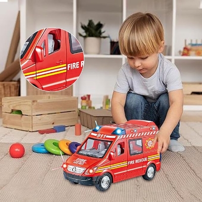 Picture of 1PC Hospital Rescue Ambulance Police Metal Cars Model Pull Back Sound And Light Alloy Diecast Car Toys For Children Boys Gifts