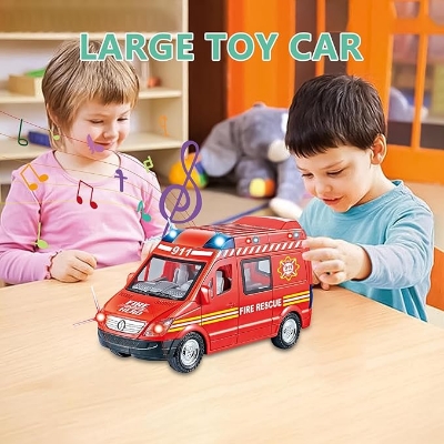 Picture of 1PC Hospital Rescue Ambulance Police Metal Cars Model Pull Back Sound And Light Alloy Diecast Car Toys For Children Boys Gifts