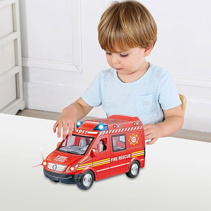 Picture of 1PC Hospital Rescue Ambulance Police Metal Cars Model Pull Back Sound And Light Alloy Diecast Car Toys For Children Boys Gifts