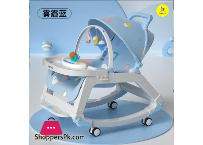 Picture of 0-36 Months Infants 5 in 1 Cradling, Newborn Bouncer Without Batteries, Adjustable Angle Baby Rocking Chair, Bassinet with Wheels and Music Box, Baby Seat with Padded,Blue