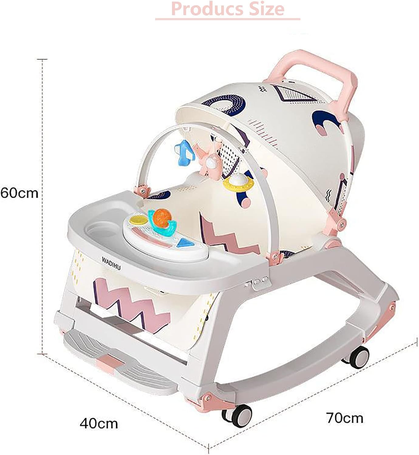 Picture of 0-36 Months Infants 5 in 1 Cradling, Newborn Bouncer Without Batteries, Adjustable Angle Baby Rocking Chair, Bassinet with Wheels and Music Box, Baby Seat with Padded,Blue