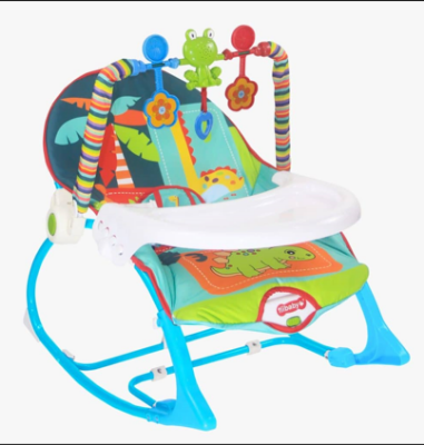 Picture of Baby Rocker Portable Rocking Chair 2 in 1 Musical Infant to Toddler Rocker Dining Chair Pink & Blue