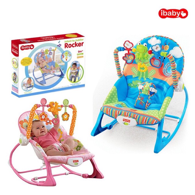 Picture of Baby Rocker Portable Rocking Chair 2 in 1 Musical Infant to Toddler Rocker Dining Chair Pink & Blue