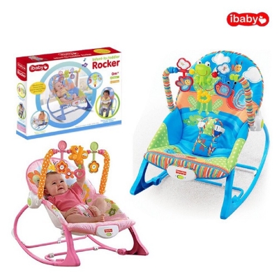 Picture of Baby Rocker Portable Rocking Chair 2 in 1 Musical Infant to Toddler Rocker Dining Chair Pink & Blue